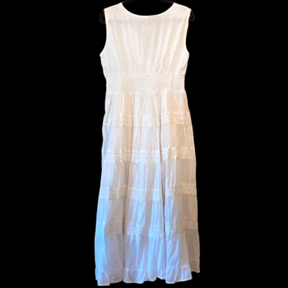 Jackpot Women's Sleeveless Cotton Boho CottageCore White Smocked Maxi Dress 3XL - Picture 2 of 8
